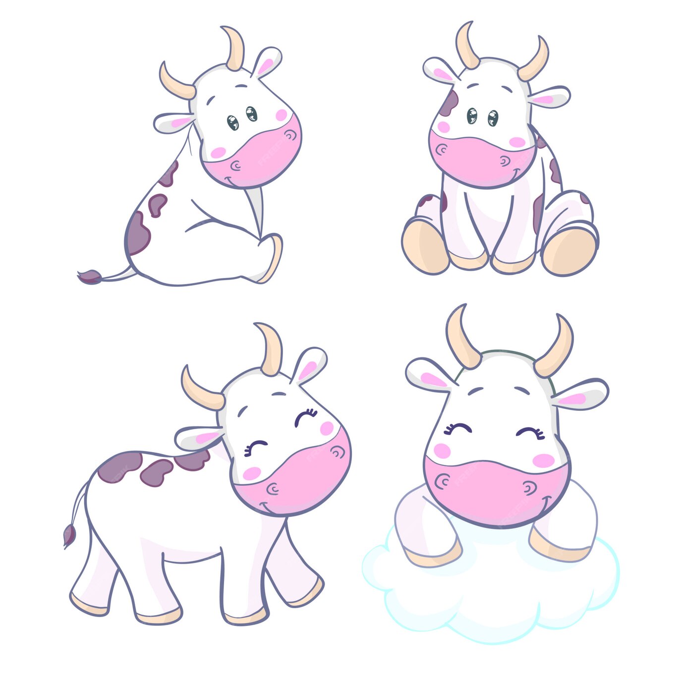 Premium Vector | Cow cute character cartoon design