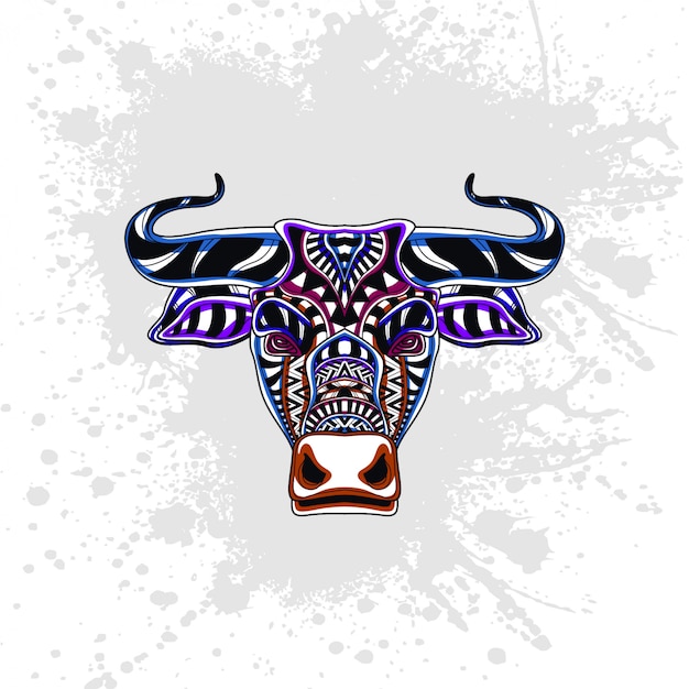 Premium Vector | Cow decorated with abstract shapes