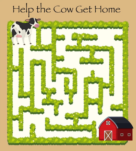 Premium Vector | Cow going home maze game