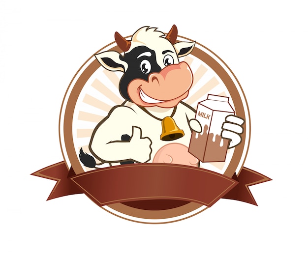 Premium Vector Cow Milk Logo Cartoon 