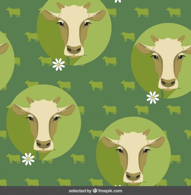 Cow pattern in flat design style Free Vector