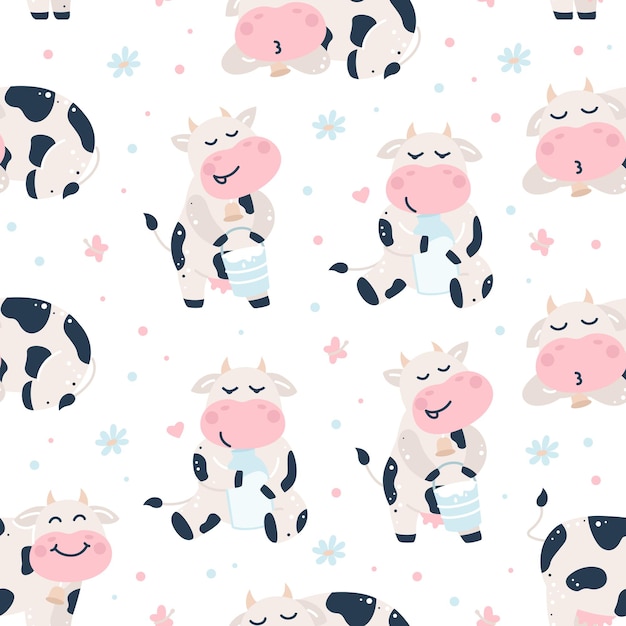 Premium Vector | Cow seamless pattern