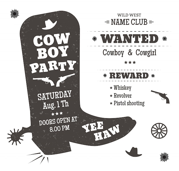 Download Cowboy party poster or invitation in western style. cowboy ...