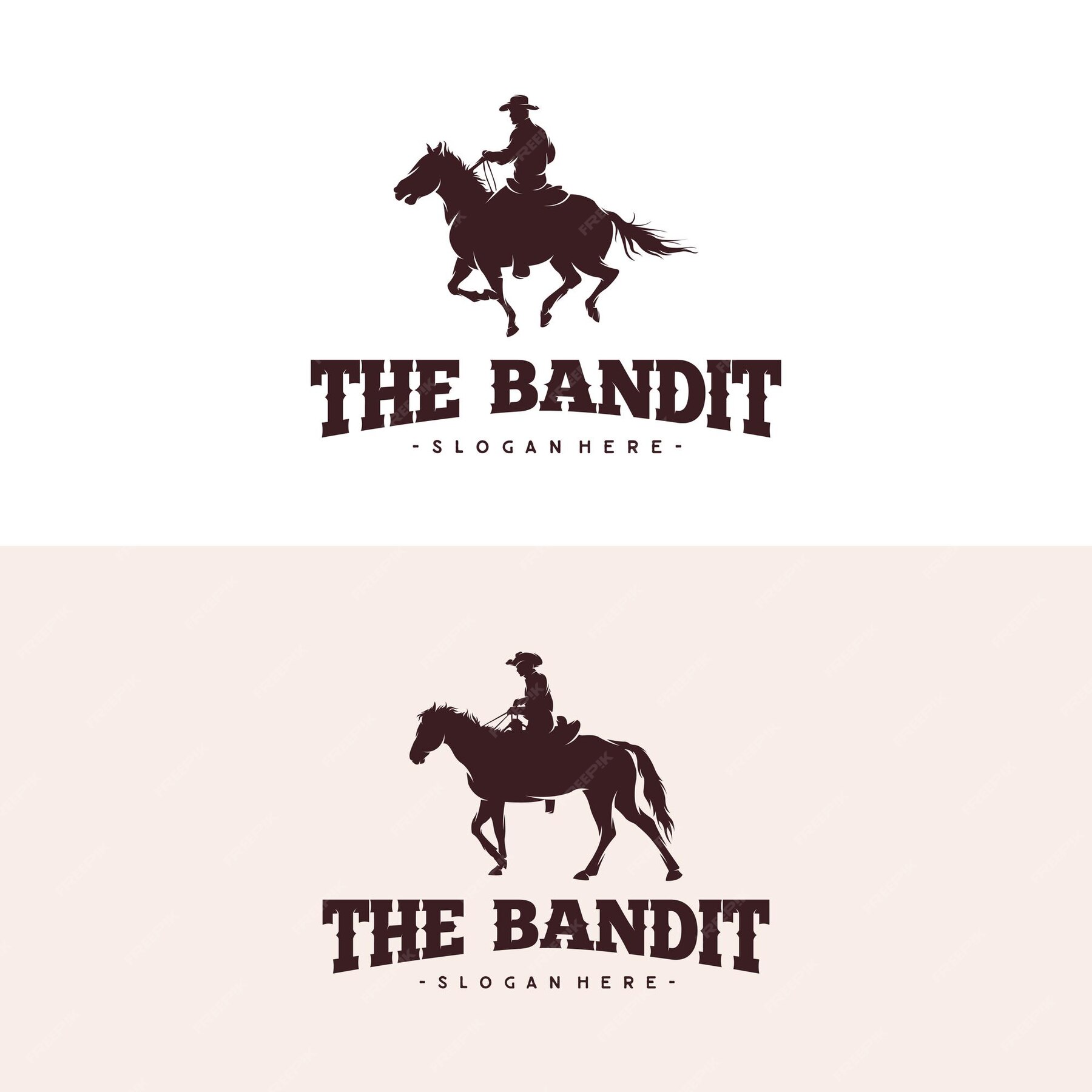 Premium Vector | Cowboy riding horse silhouette logo design