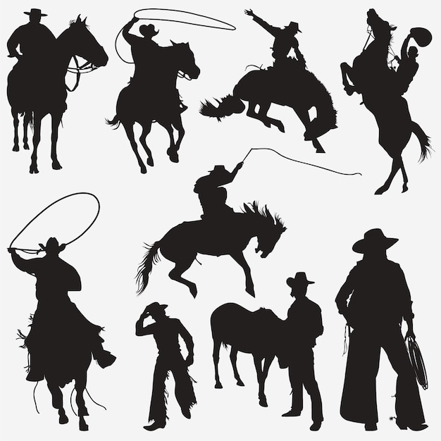 Download Cowboy silhouettes | Premium Vector