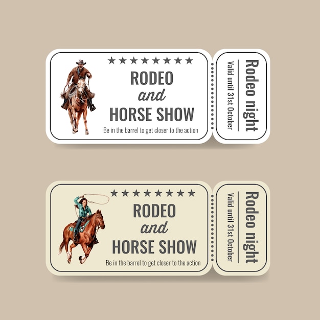 Free Vector Cowboy ticket with american rodeo