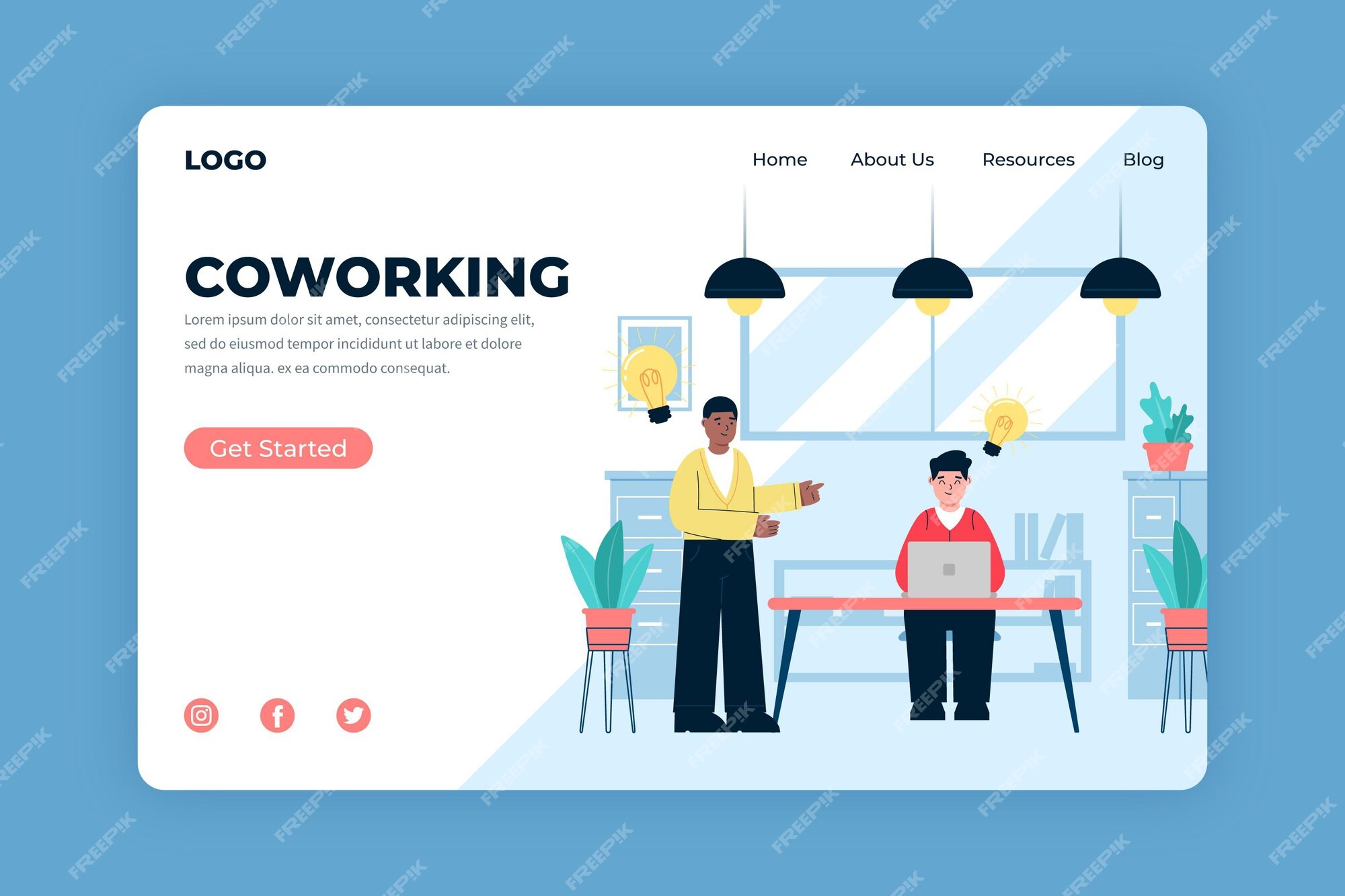 Free Vector | Coworking landing page template