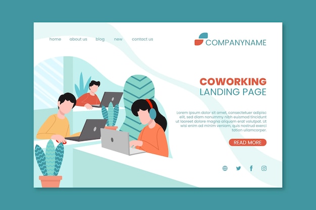 Free Vector | Coworking landing page template