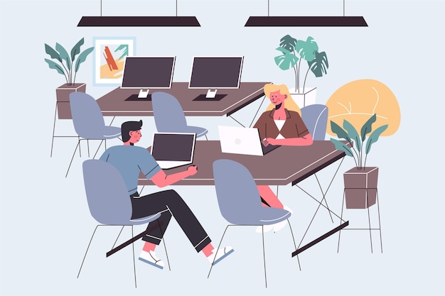 Free Vector | Coworking space illustration with people