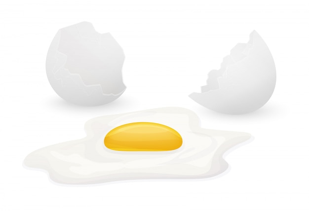 Premium Vector | Cracked broken egg on white background.