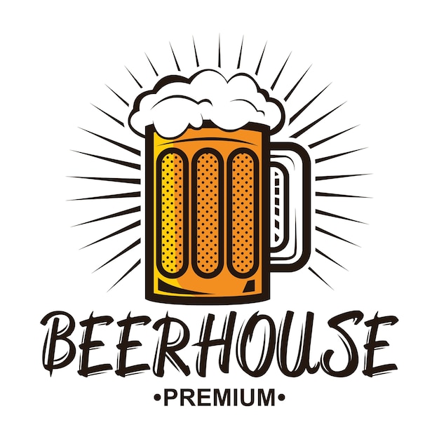 クラフトビールロゴ Brew Houseまたはpubのビンテージラベル プレミアムベクター