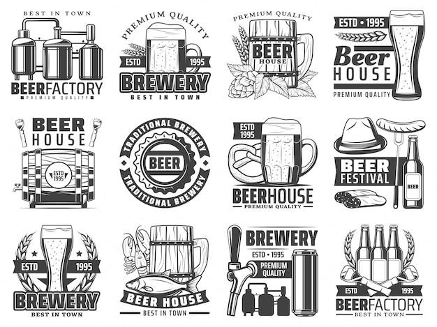 Download Free Craft Beer Pub Bar And Brewing Factory Icons Premium Vector Use our free logo maker to create a logo and build your brand. Put your logo on business cards, promotional products, or your website for brand visibility.