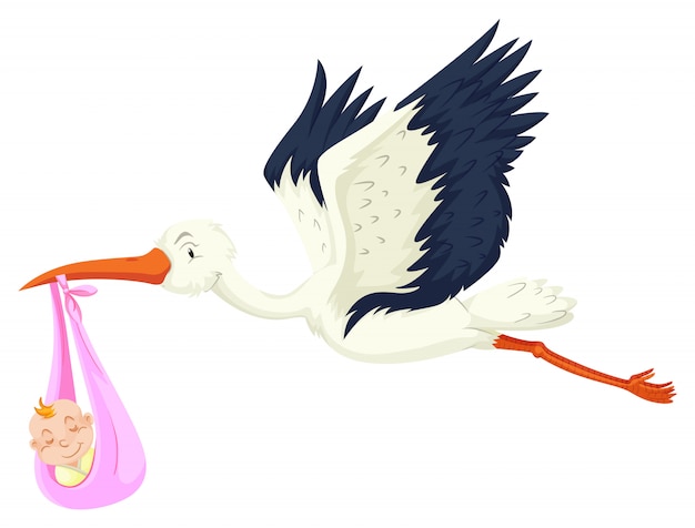 Crane delivering baby girl Vector | Free Download