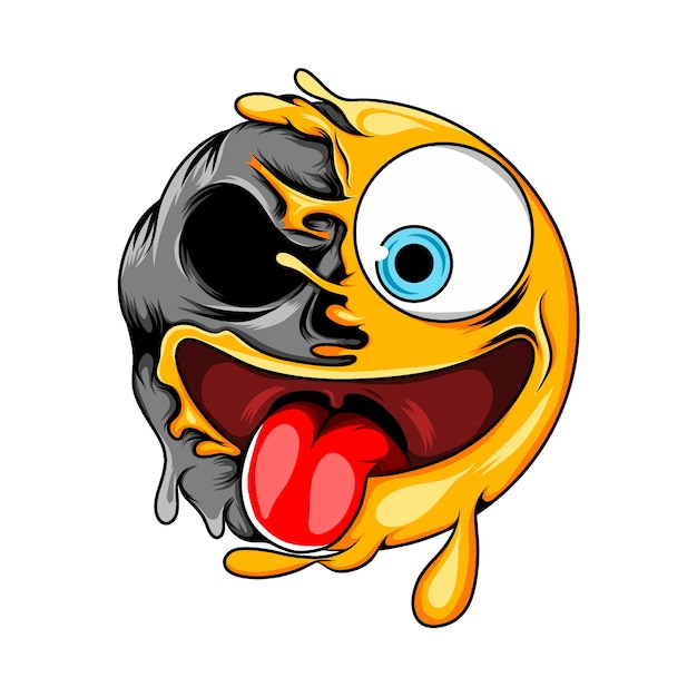 Premium Vector Crazy Expression With Tongue Sticking Out Front To Death Skull Emoticon