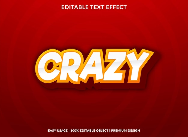 Premium Vector | Crazy text effect style template with bold and ...