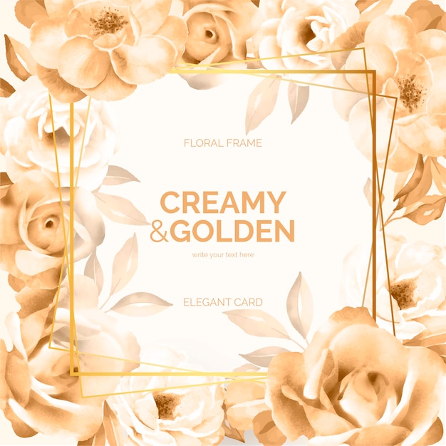 Free Vector Creamy And Golden Floral Frame