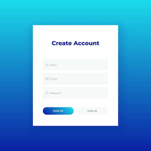 Create account. login form for website design template. ui/ux Vector