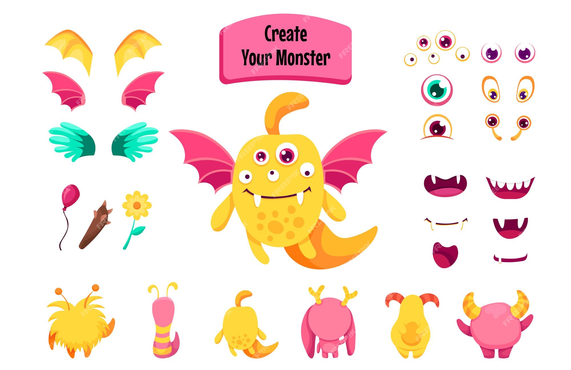 Premium Vector | Create your monster and collect cute aliens and funny ...