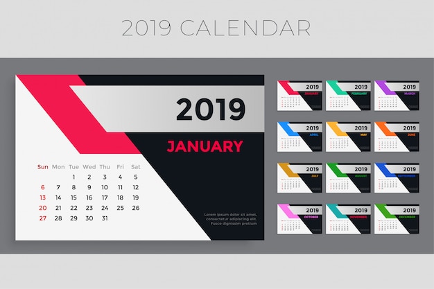 Photo Calendar Template 2019 from image.freepik.com