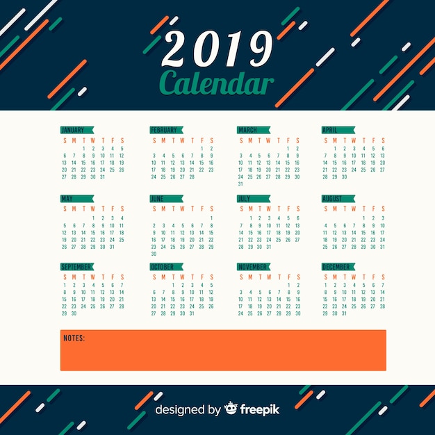 Free Vector Creative 2019 calendar template