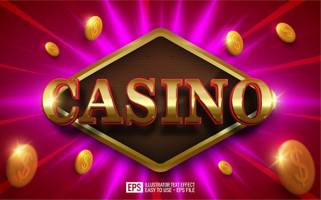 Premium Vector | Creative 3d text casino, editable style effect template