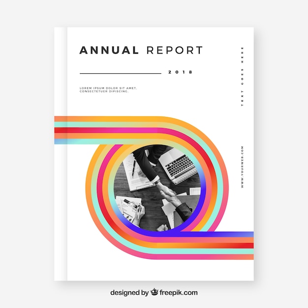 Free Vector | Creative annual report cover with image