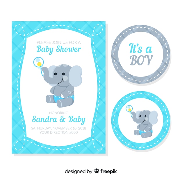 Creative baby shower template for boy Vector Free Download