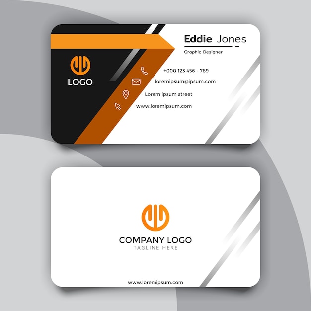 Premium Vector | Creative black and orange business card template design