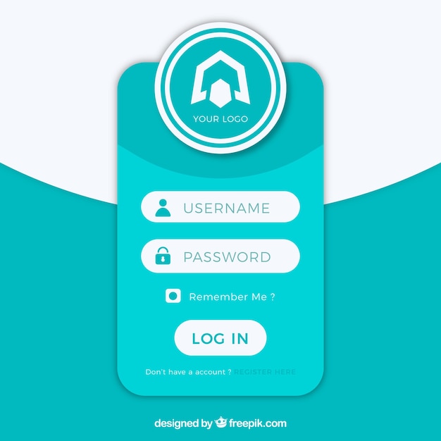 Free Vector Blue Login Form Template Gambaran