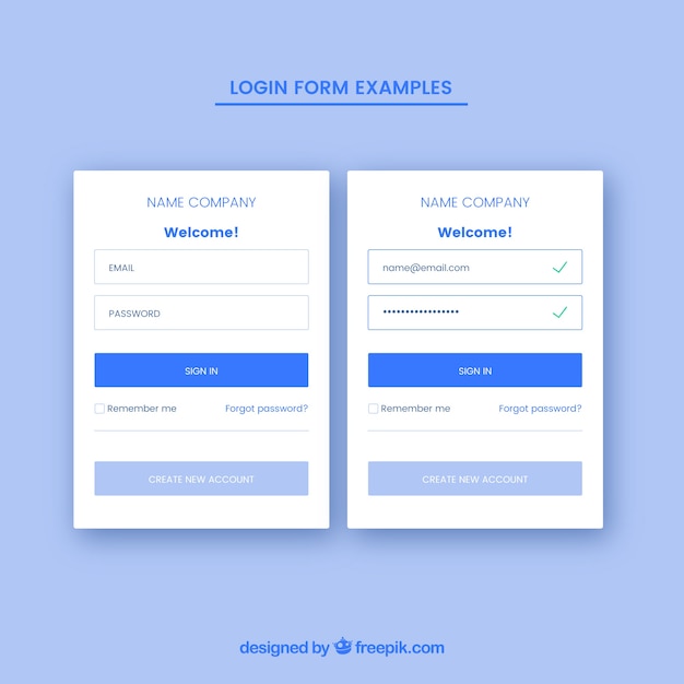 Free Vector Creative Blue Login Form