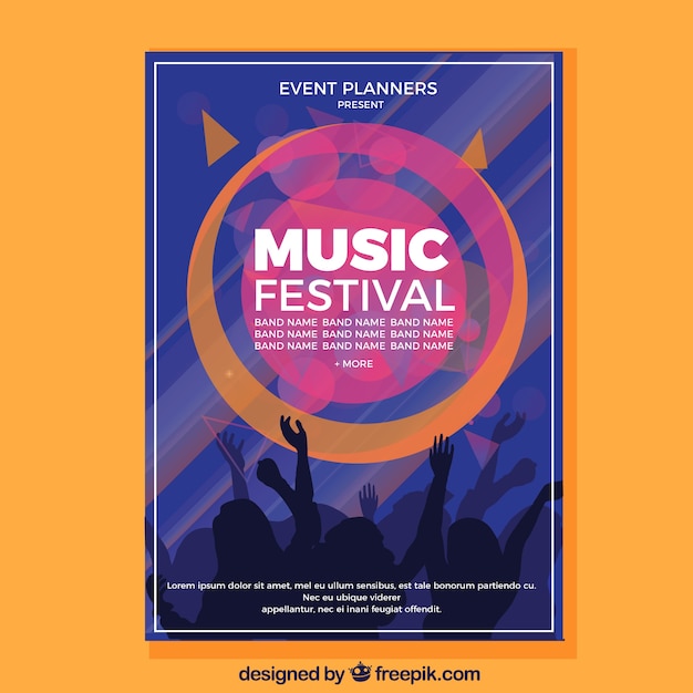Free Vector Creative blue music festival flyer template