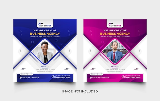  Creative blue and purple digital marketing agency social media post template and web banner templat
