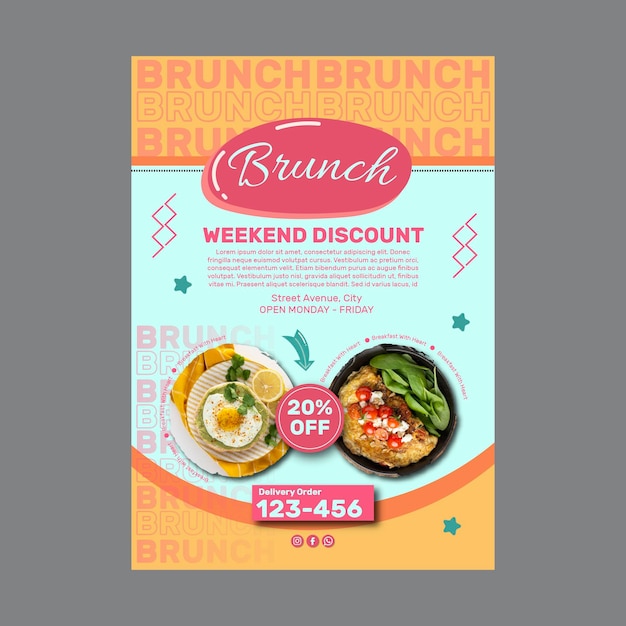 Free Vector | Creative brunch poster template