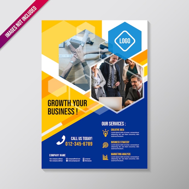 Creative business brochure design template with polygonal element Premium Vector