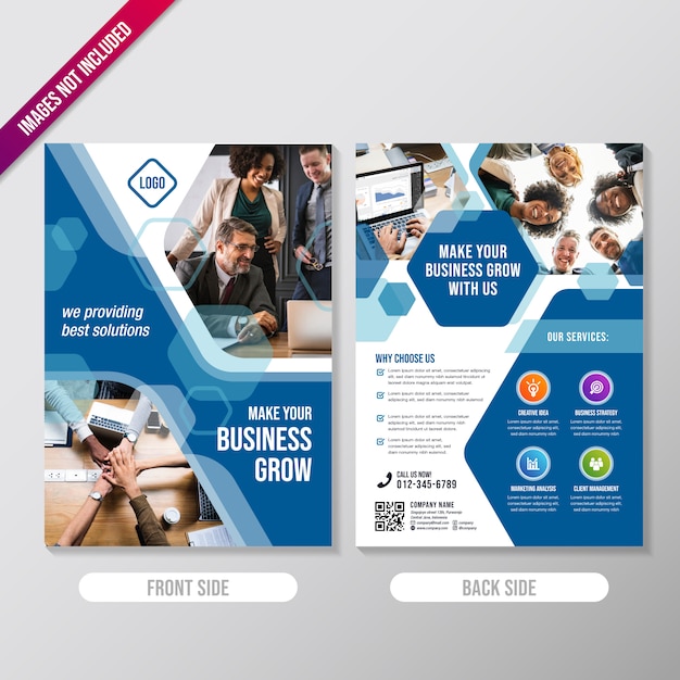 Creative business brochure design template with polygonal element Premium Vector