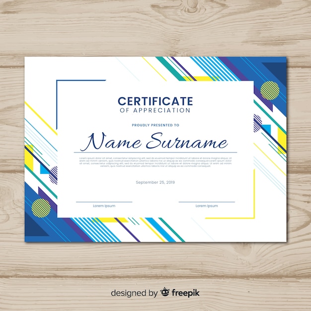 Creative certificate template with abstract shapes Vector 