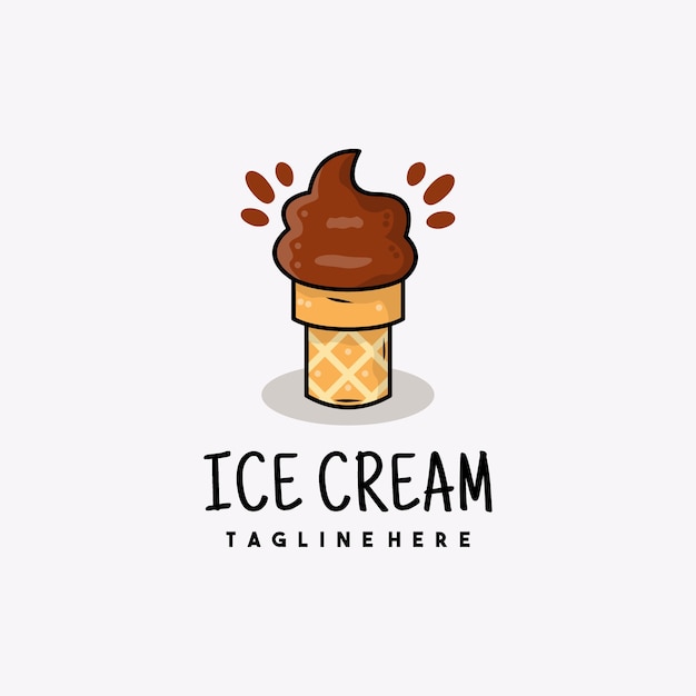 創造的なチョコレートアイスクリームアイコンのロゴイラスト プレミアムベクター