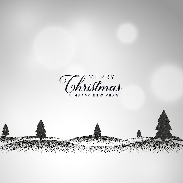 Creative christmas background with landscape\
scene made with dots