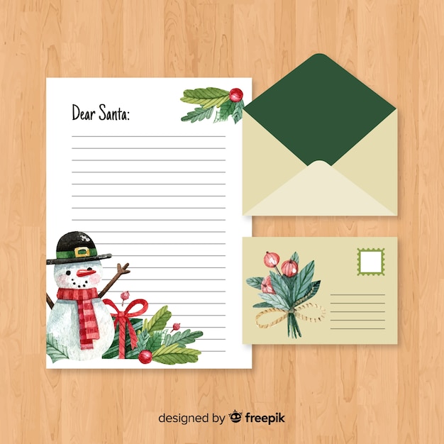 Creative Christmas Envelope And Letter In Watercolor Design Free