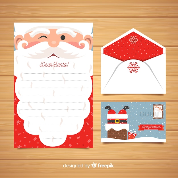 Creative Christmas Letter And Envelope Template Free Vector