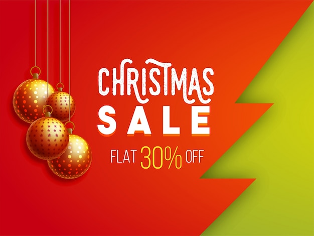 Premium Vector | Creative christmas sale background with 30% discount.