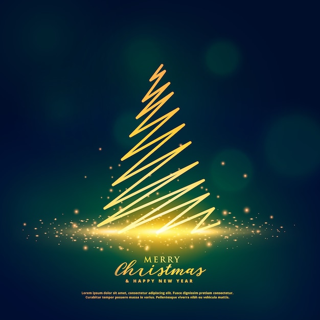 creative christmas tree design on glowing glitter sparkles Free Vector