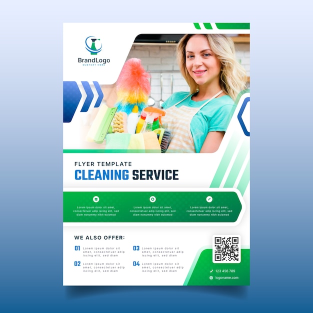 Free Vector | Creative cleaning service flyer