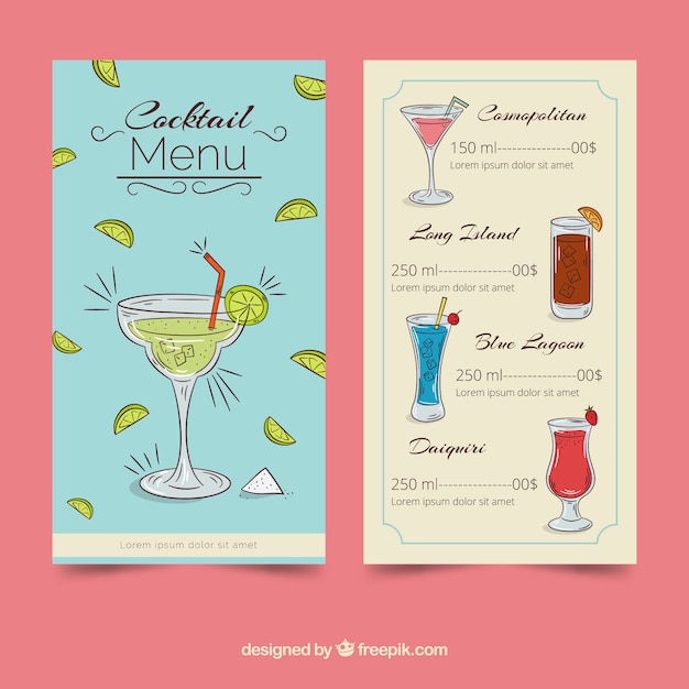 Free Vector Creative Cocktail Menu Template