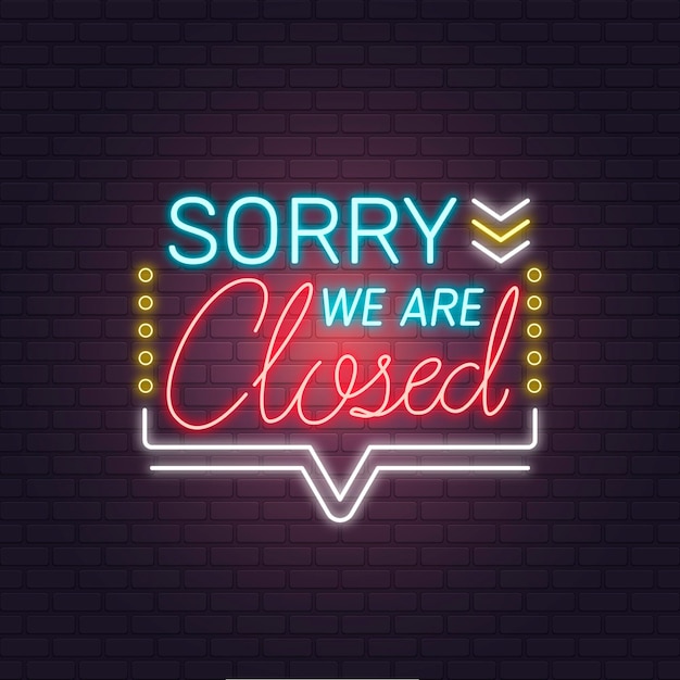 Free Vector | Creative colorful neon sorry, we're closed sign