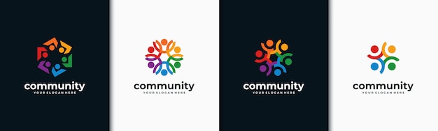 Creative colorful social group logo set | Premium Vector