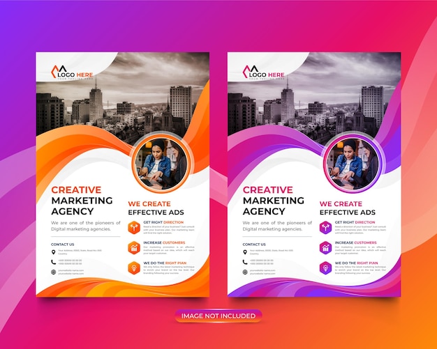  Creative corporate business flyer template set Premium Vector