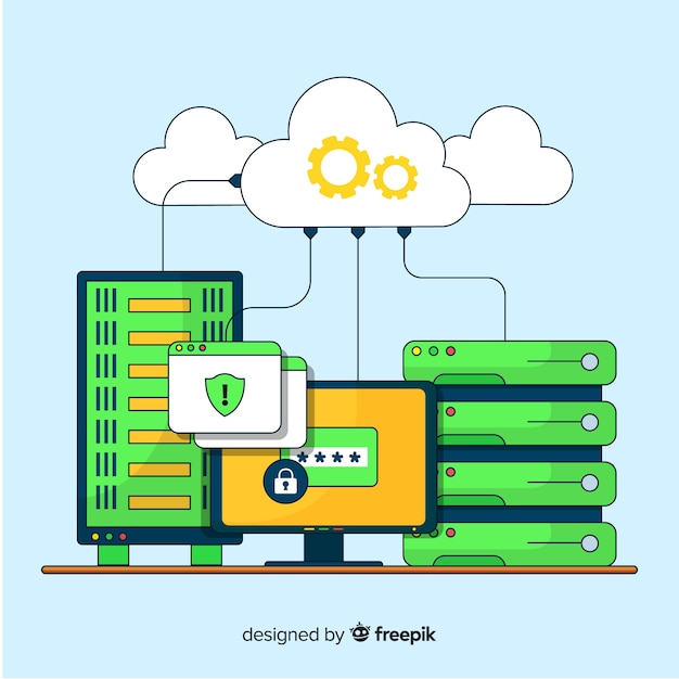 Creative data hosting concept Free Vector