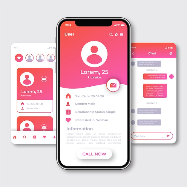 Creative dating app interface screens | Free Vector