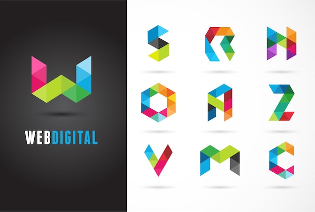 Premium Vector Creative Digital Letter Colorful Logo Template W S O A Z N M C